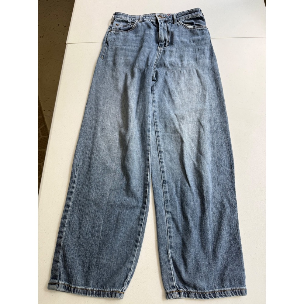 Pilcro Anthropologie Womens 26 Wide Leg Barrel Jeans High Rise Light Wash Crop - Picture 2 of 16